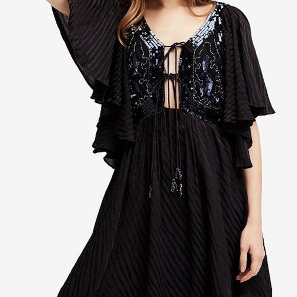 Free People Black Moonglow Sequin Dress S NWT$300